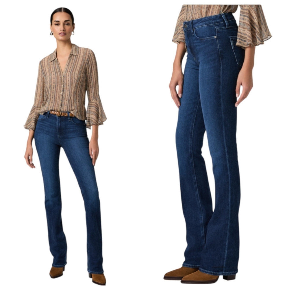 PAIGE Manhattan Eleanor Bootcut Flare Jeans Size 28 Dark Wash     J1784
